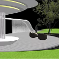 Modern Pergola Design With Curved Roof White Structure Green Lawn And Trees