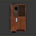 Wooden Panel Projection Monitoring Device With Black Components And Sleek Design