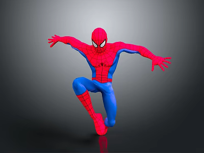 Spider Man Character In Red And Blue Costume With Dynamic Pose On Dark Background 3d model