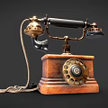 Classic Vintage Telephone With Rotary Dial Wooden Base And Metal Handset For Digital Collectors