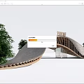Modern Canal Entrance Gate With Curved Gray Roof And Wooden Structure