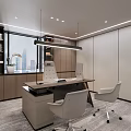 Modern Office Interior Design With Desk Chairs Bookshelves And Window Lighting