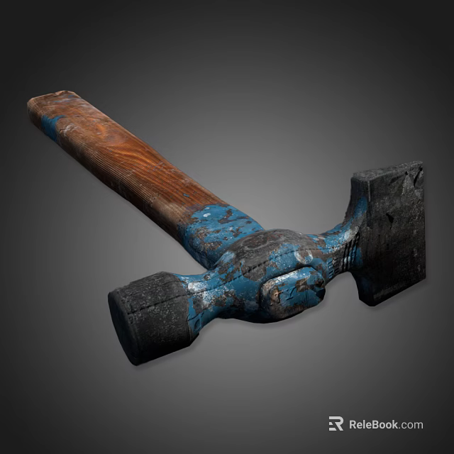 Vintage Hardware Hammer With Wooden Handle And Metal Head For DIY Projects 3d model 