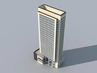 Modern High Rise Office Building With Large Windows And Entrance Design 3d model