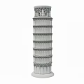 Classic Leaning Tower Structure With Multiple Levels And Intricate Arched Design 3d model