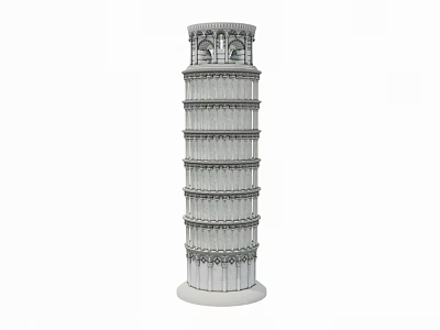 Classic Leaning Tower Structure With Multiple Levels And Intricate Arched Design 3d model