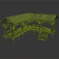Traditional Chinese Wooden Pavilion With Flying Eaves Tile Roof Stone Steps And Railings