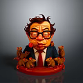 Cartoon Style Game and Movie Character Wearing Glasses in Suit with Mice