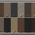Wall Panels Sample Display with Various Colors Textures on Two Tiered Shelf and Decorative Balls