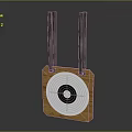 Garden Ornament With Wooden Base Metal Rods And White Target Design