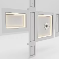 Modern Ceiling Design With Square Light Panels And Central Decorative Ornament 3d model