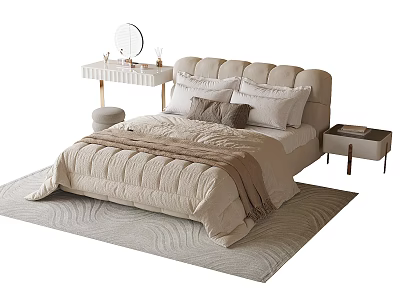 Cozy Modern Kids Bed With Padded Headboard Soft Bedding And Wooden Frame 3d model