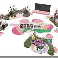Spring Flower Themed Photo Check-in Spot With Pink Decorations And Lawn Scenes