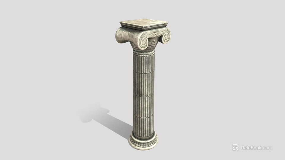 Classical Roman Column with Ornate Capital and Fluted Stone Shaft Design 3d model 
