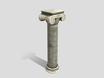 Classical Roman Column with Ornate Capital and Fluted Stone Shaft Design 3d model