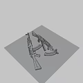 Detailed AKM Assault Rifle Weapon Structure With Magazine Stock And Barrel Accessories