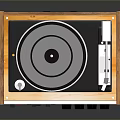 Vintage Wooden Turntable With Black Platter Control Knobs And Switches 3d model