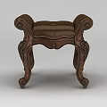 Classic Wooden Carved Sofa Stool with Ornate Legs and Intricate Design