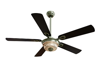 Modern Ceiling Fan With Light And Black Blades Metal Frame Design 3d model