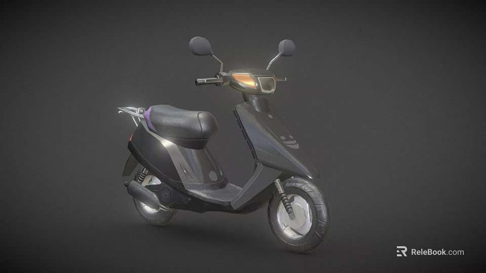 Modern Black Scooter With Illuminated Headlight Rearview Mirrors And Black Seat 3d model 