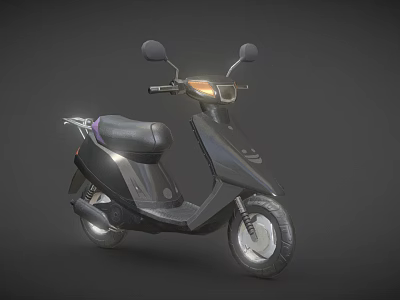 Modern Black Scooter With Illuminated Headlight Rearview Mirrors And Black Seat 3d model