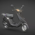 Modern Black Scooter With Illuminated Headlight Rearview Mirrors And Black Seat