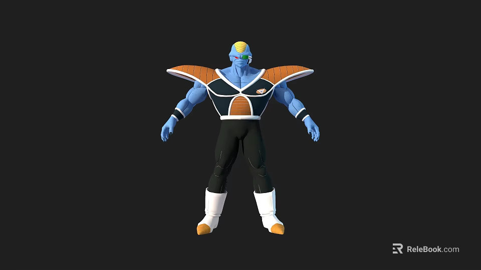 Game And Movie Character With Blue Skin Yellow Hair Orange Black Outfit And White Boots 3d model 