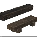 Two Rustic Wooden Stools With Natural Wood Grain And Sturdy Rectangular Shape
