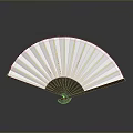 Traditional White Folding Fan With Red Frame And Reflective Gray Background 3d model