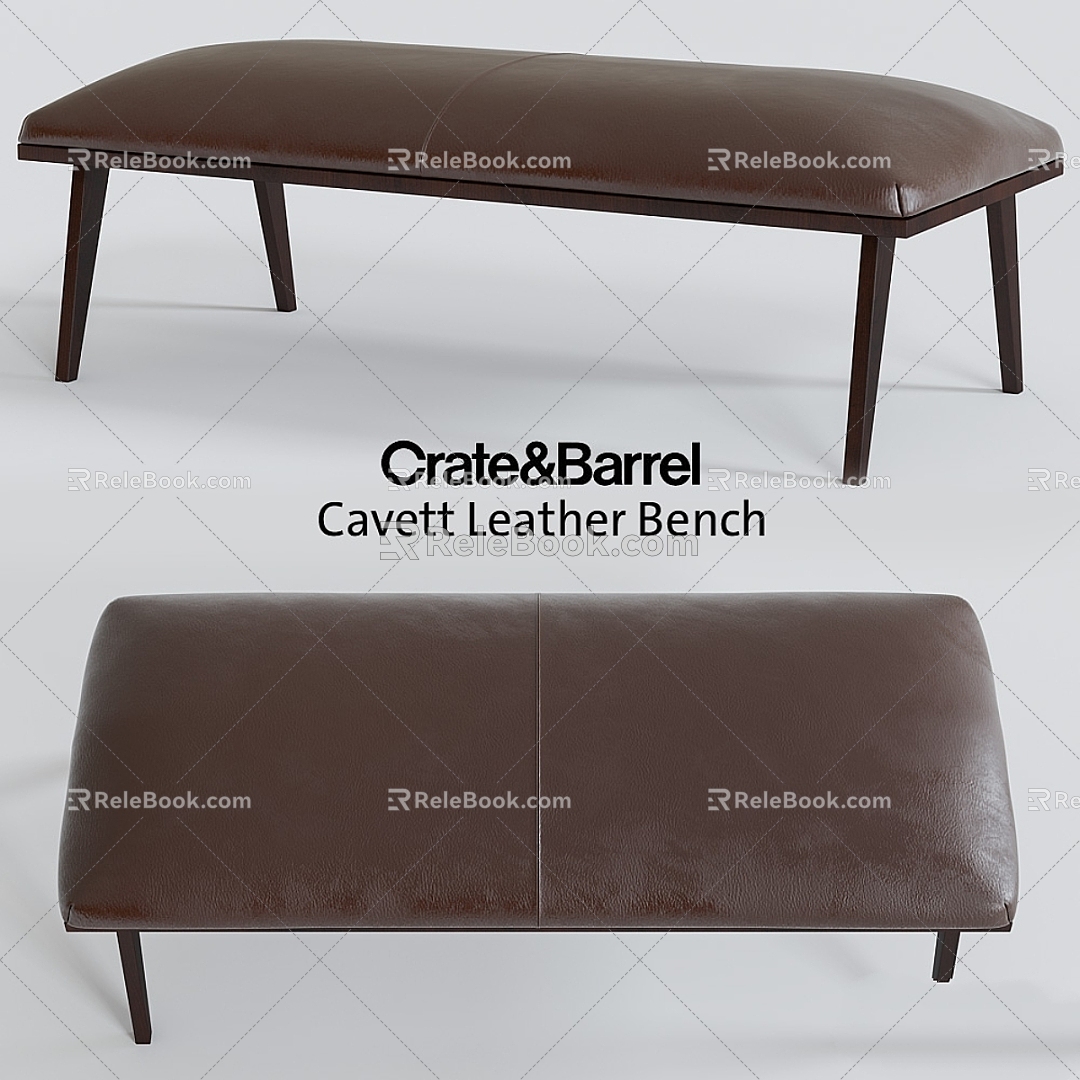 Modern Sofa Stool Cavett Leather Bench 3d model