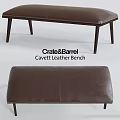 Crate&Barrel Cavett Leather Bench Modern Stylish Design Comfortable Seating For Living Room