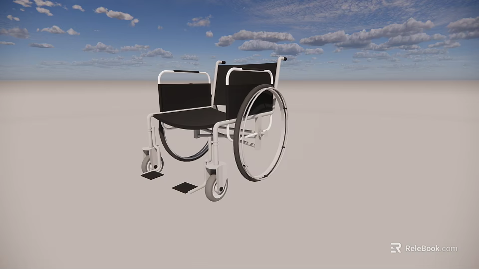 Sturdy Medical Wheelchair Featuring Metal Frame Black Seat And Stable Wheels 3d model 