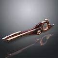 Ornamental Metal Weapon With Copper Golden Shiny Reflective Surface And Intricate Curved Design