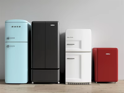 DELI Refrigerators With Different Colors And Retro Modern Styles For Home Use 3d model