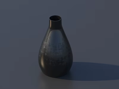 Black Teardrop Shaped Ceramic Vase With Textured Surface On Gray Background 3d model