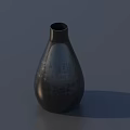 Black Teardrop Shaped Ceramic Vase With Textured Surface On Gray Background 3d model