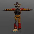 Mechanical Bear Design with Yellow Red Body Top Hat Blue Eyes Joints and Spiked Feet