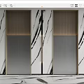 Elegant Modern Elevator Doors With Wooden Accents And Luxurious Marble Walls