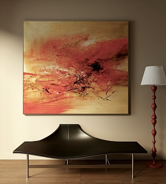 Zhao Wuji Decorative Painting Abstract Painting Oil Painting Hotel Abstract Painting 3d model