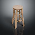 Light Wood Bar Stool With Round Seat Simple Design And Sturdy Legs