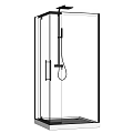 Modern Shower Sauna Design With Glass Enclosure Black Shower Head And Handheld Sprayer