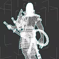 Game Movie Character With Long Hair Black Red Outfit Katana Rope On Arm And Tattoos
