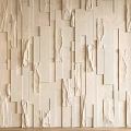 Light Beige Stone Feature Wall With Natural Textured Panels And 3D Stereoscopic Design
