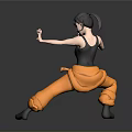 Game Movie Character Female Black Tank Top Orange Pants Sunglasses Martial Arts Stance 3D Render