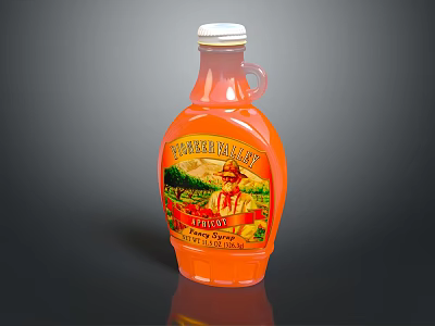Vermilion Factory Beverage In Orange Glass Bottle With White Cap Man Image And Red Elements 3d model