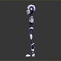 3D Robot Character With Mechanical Design White And Purple Color And Outstretched Arms