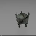 Ancient Chinese Bronze Ding Vessel With Intricate Patterns And Three Legs 3d model