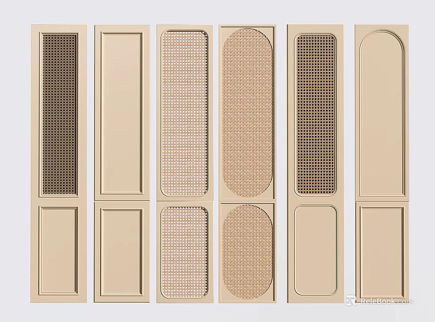 Various Design Options for Wardrobe Doors with Different Panel Patterns and Textures 3d model 