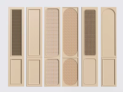 Various Design Options for Wardrobe Doors with Different Panel Patterns and Textures 3d model
