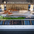 Feature Wall at InterContinental Hotel Entrance with Water Feature Green Plants and Modern Lighting